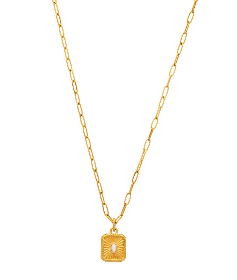 Stålhalsband Theia Milky White Gemstone gold