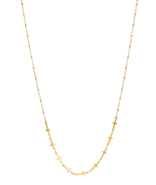 Stålhalsband Kors Multi Gold
