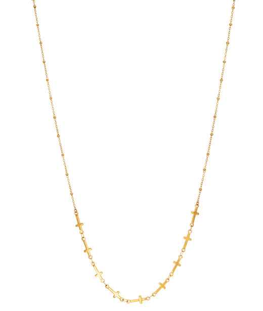 Stålhalsband Kors Multi Gold