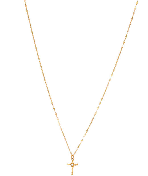 Stålhalsband Kors cz Gold