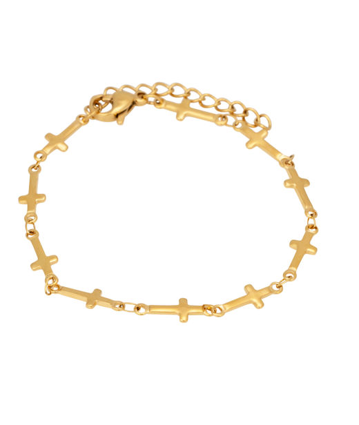 Stålarmband Kors Multi Gold