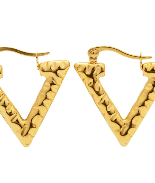 Stålörhänge Gaia Hammered Triangle gold