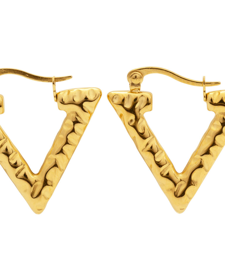 Stålörhänge Gaia Hammered Triangle gold