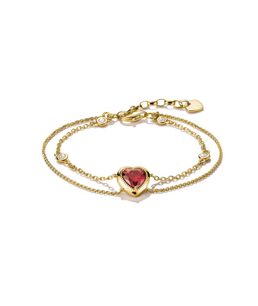 Silverarmband Two-Row Bracelet with Red Heart Stone Elyndra