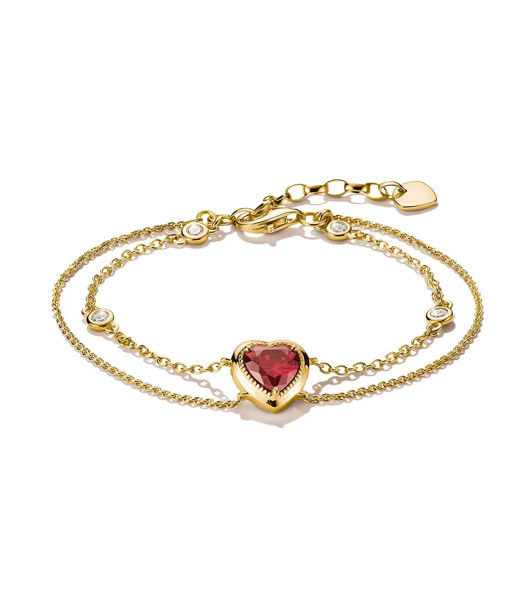 Silverarmband Two-Row Bracelet with Red Heart Stone Elyndra