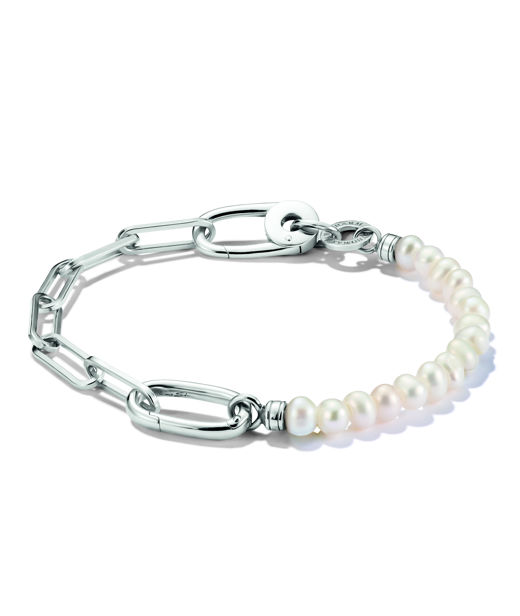 Silverarmband paperclip AN Pearl With Connect