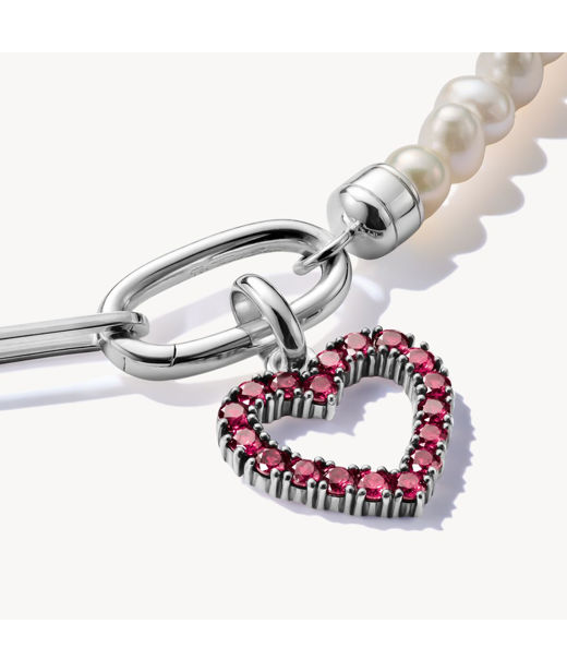 Silverberlock Heart With Red cz Connect