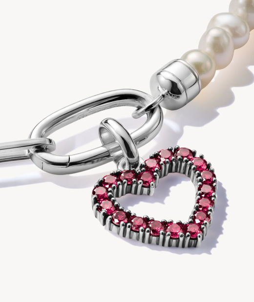 Silverberlock Heart With Red cz Connect