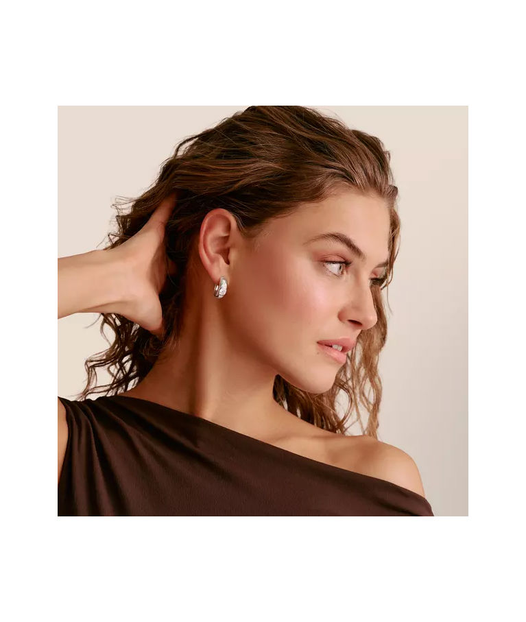 Silverörhänge Hoop Zirconia Stones Bold Elegance