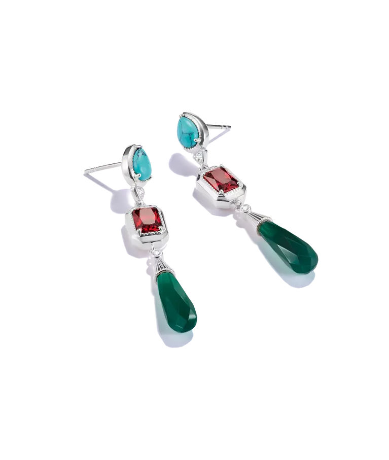 Silverörhänge Multicolored Stones Elyndra