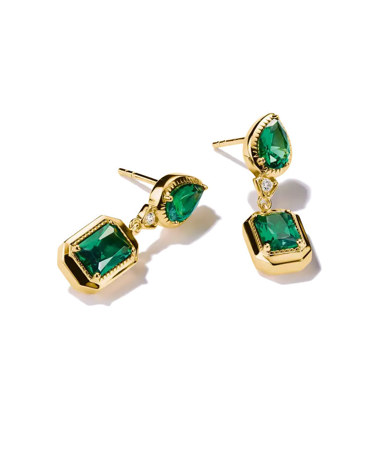 Silverörhänge Green Stones fg