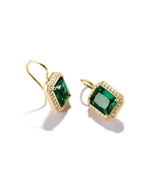 Silverörhänge Green Octagonal Stones fg
