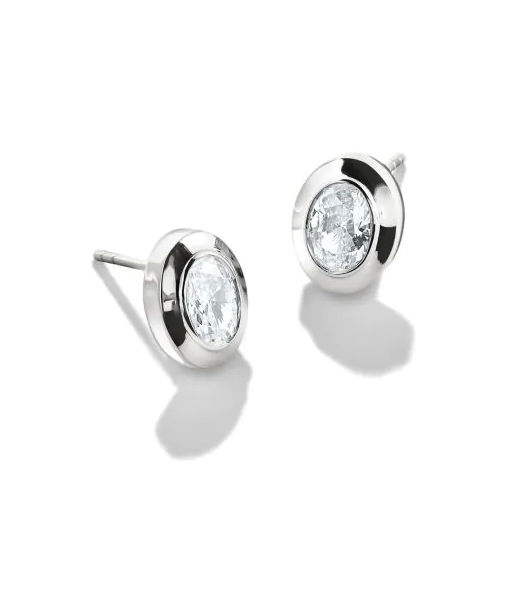 Silverörhänge Oval Stud Zirconia