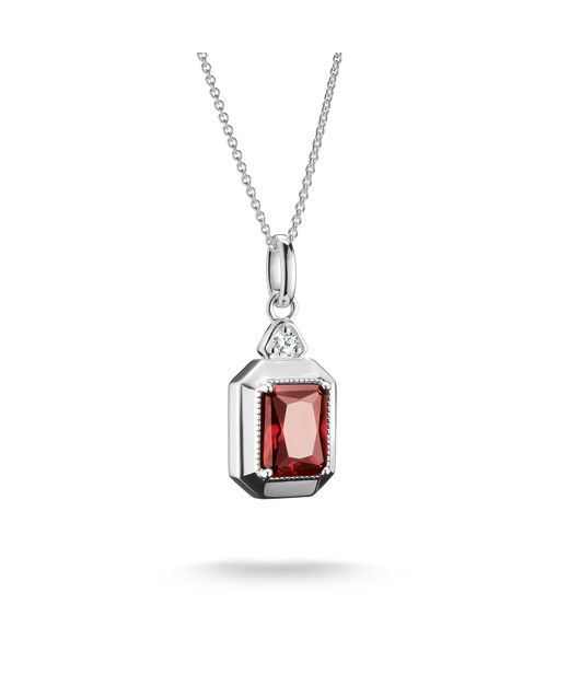Silverhalsband Red Octagon Zirconia Elyndra