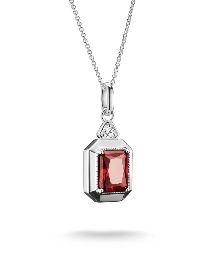 Silverhalsband Red Octagon Zirconia Elyndra