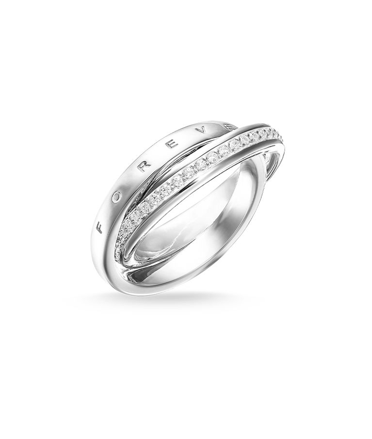 Silverring Together Forever cz stl 54 SS SIZE 54