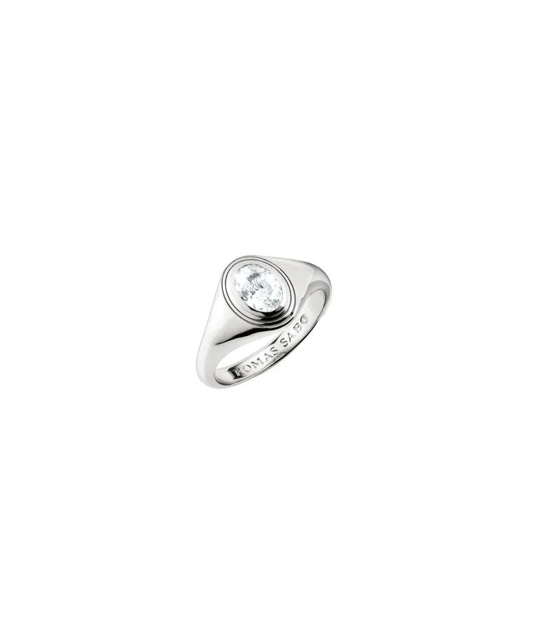 Silverring Oval White Zirconia Stone Bold Elegance SIZE 56