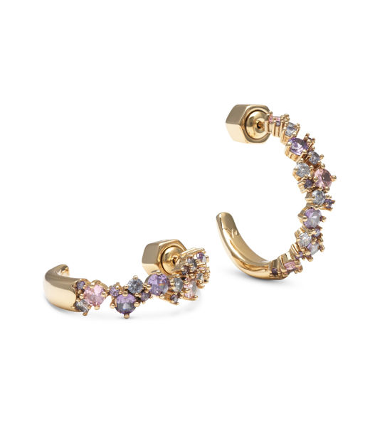 Mässingörhänge Meadow Avantgarde Pink Amethyst gold