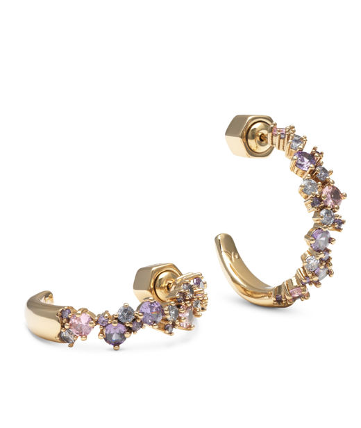 Mässingörhänge Meadow Avantgarde Pink Amethyst gold