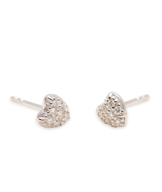 Silverörhänge Diamond Pave Heart 0,14ct LAB