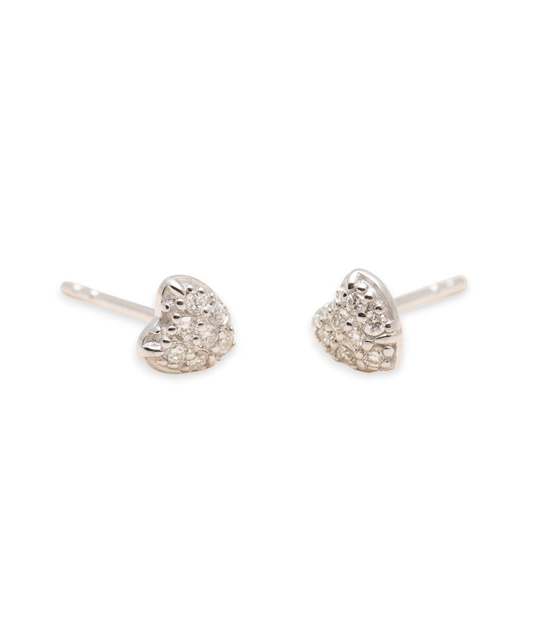 Silverörhänge Diamond Pave Heart 0,14ct LAB
