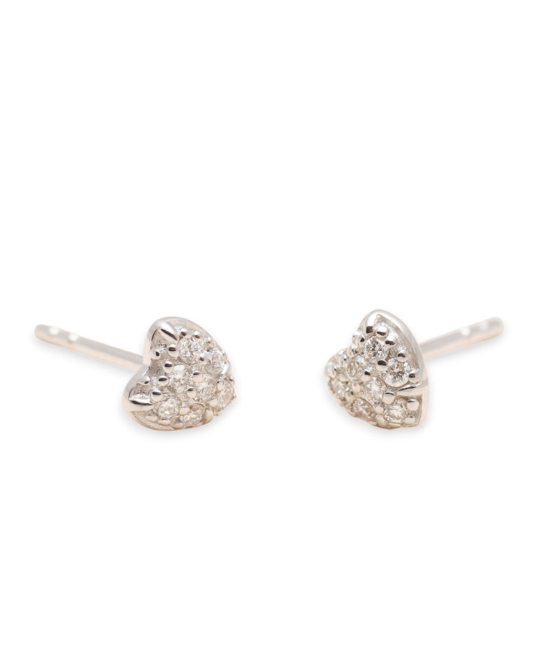 Silverörhänge Diamond Pave Heart 0,14ct LAB